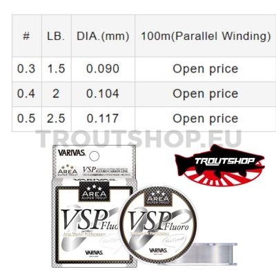 Varivas Super Trout Area VSP Fluorocarbon #0.5 100m 2.5lb 0.117mm